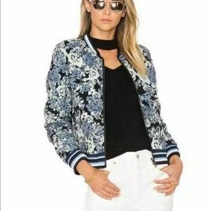 BlankNYC Reversible Faux Leather Floral Varsity